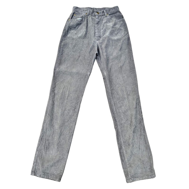 Vintage 80s Lee Riders Gray Corduroy Pants High Waisted Mom Jeans USA Talon Zip - 男長褲/休閒褲 - 棉．麻 灰色