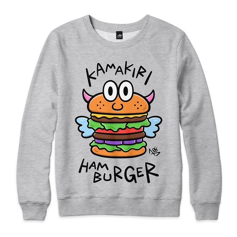 ハンバーガー - 深層灰色 - 中立大学T - Tシャツ メンズ - コットン・麻 グレー