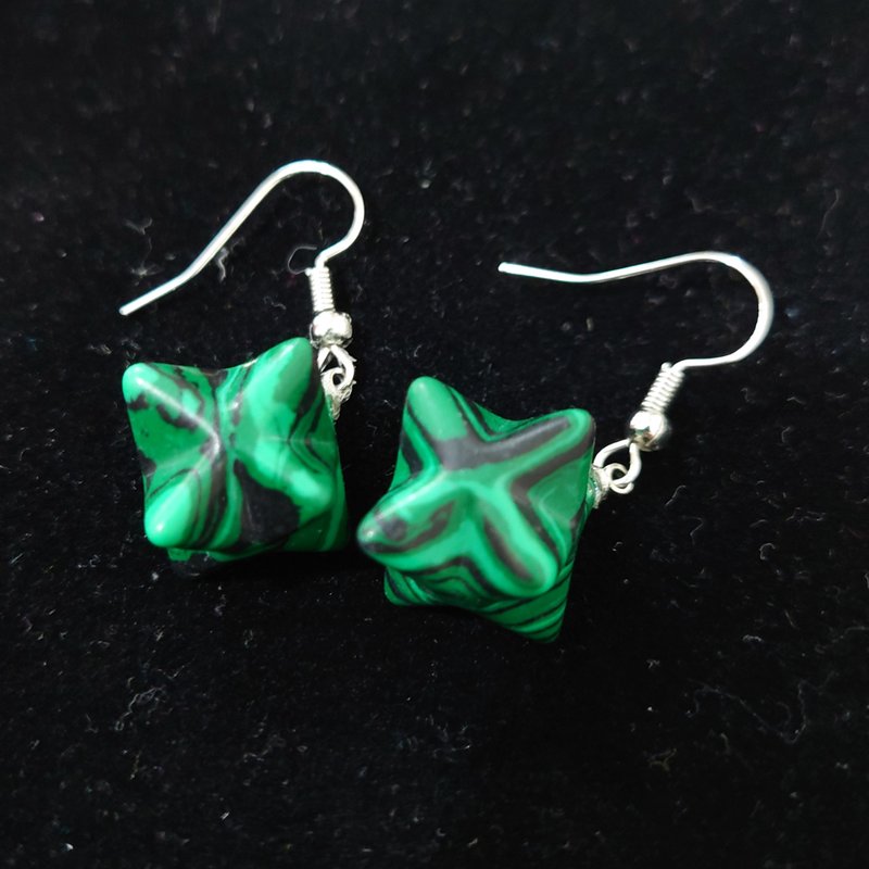 Crystal Earrings- Stone(Merkaba Style) - Earrings & Clip-ons - Crystal Green