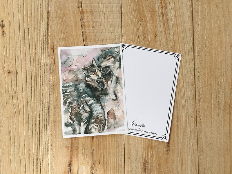 Animal Post Card Yelling Wolfs - Cards & Postcards - Paper 
