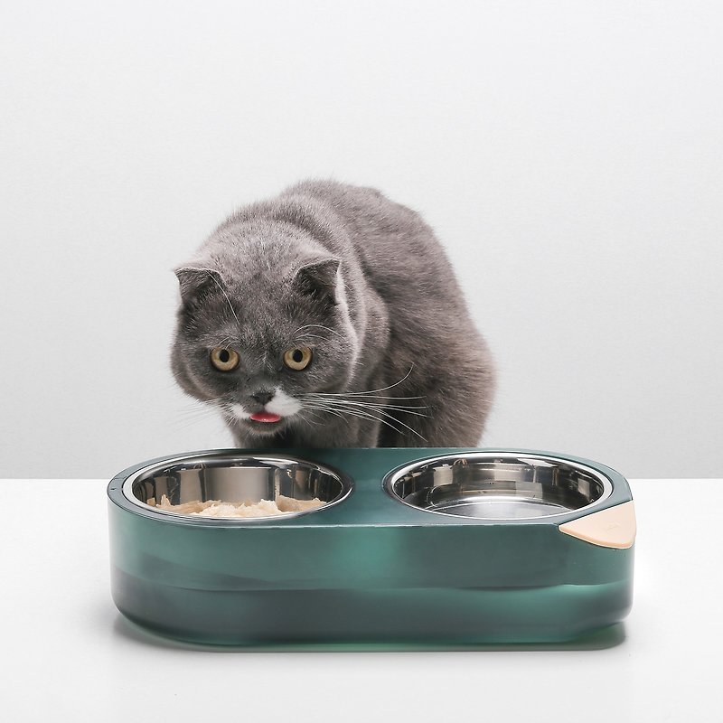Cat bowl water の esoteric bowl water bowl dog food bowl can be filled with water to adjust the temperature and heating - ชามอาหารสัตว์ - พลาสติก สีเขียว