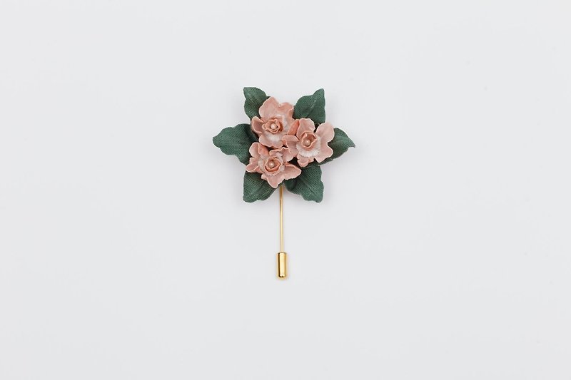 Plant retro brooch corsage bouquet hand-made cotton Linen fabric design - เข็มกลัด - ผ้าฝ้าย/ผ้าลินิน 