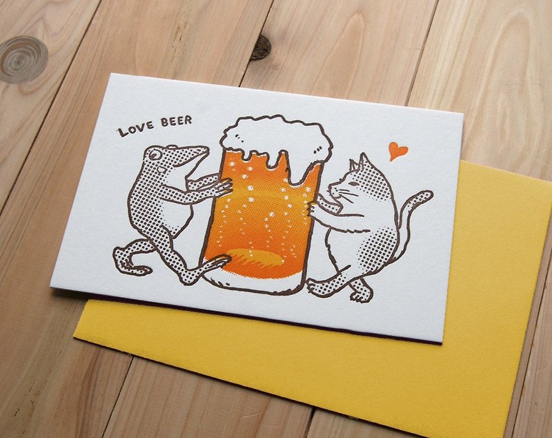Love beer! ---Letterpress card - การ์ด/โปสการ์ด - กระดาษ สึชมพู