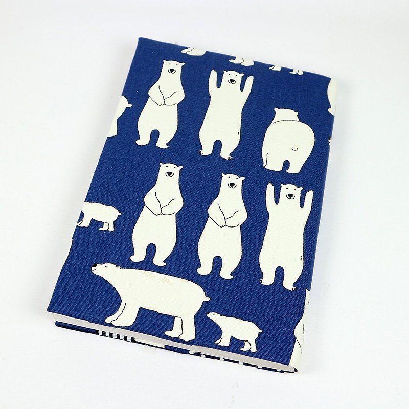 A5 可調式 媽媽手冊 布書衣 布書套 - 北極熊 (藍) - 筆記本/手帳 - 棉．麻 藍色