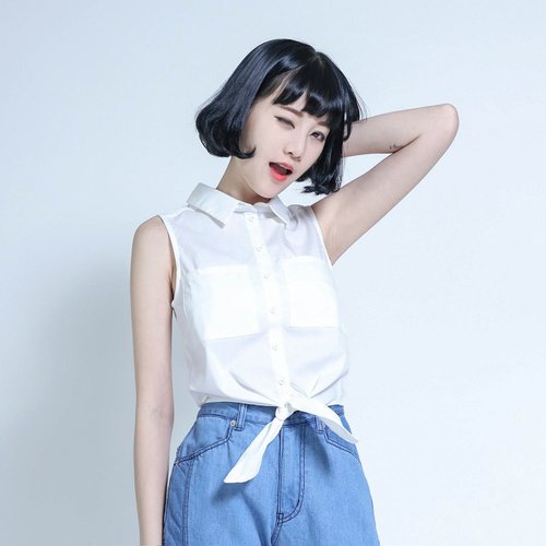 SU: MI said Tie tied sleeveless shirt _5SF303_ white
