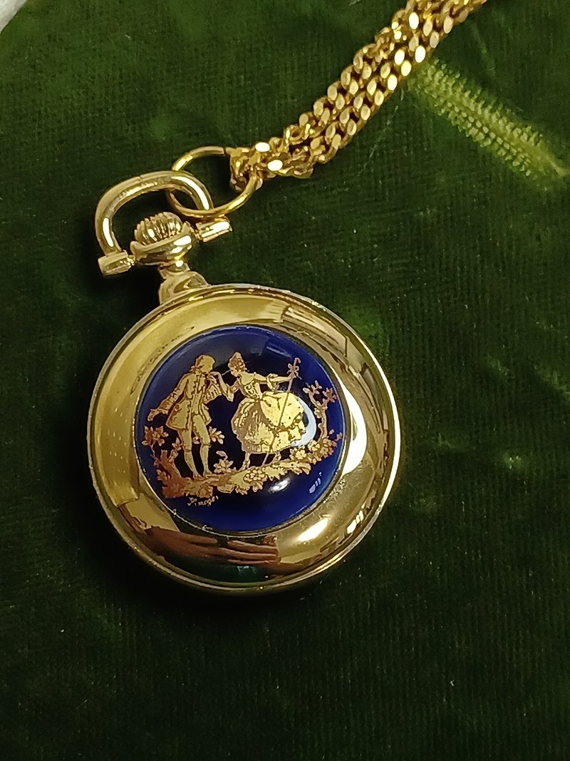 vintage jewelry Limoges, France quartz pocket watch necklace - สร้อยคอ - โลหะ 