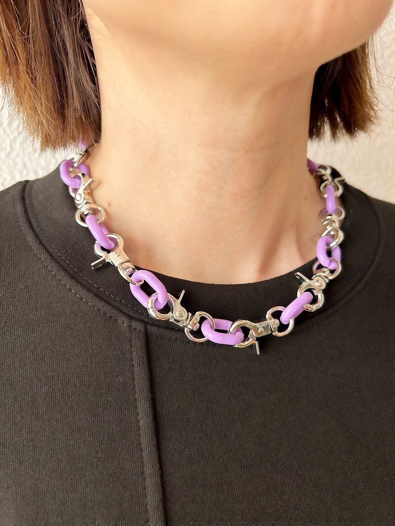 Color chain necklace/purple/light blue/green/hellcatpunks/hcp-ac-0306 - Necklaces - Other Materials Purple