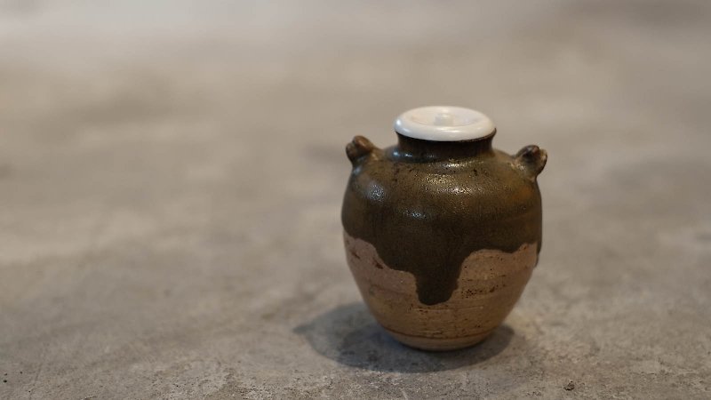[Japanese ancient art] tea powder glaze tea warehouse tea into the tea caddy - ถ้วย - ดินเผา 