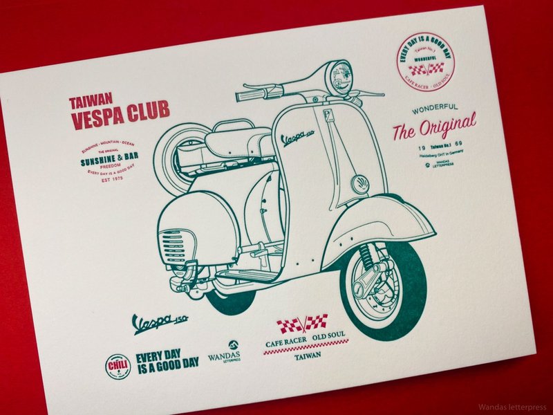 Vespa150-Weiss postcard - การ์ด/โปสการ์ด - กระดาษ ขาว