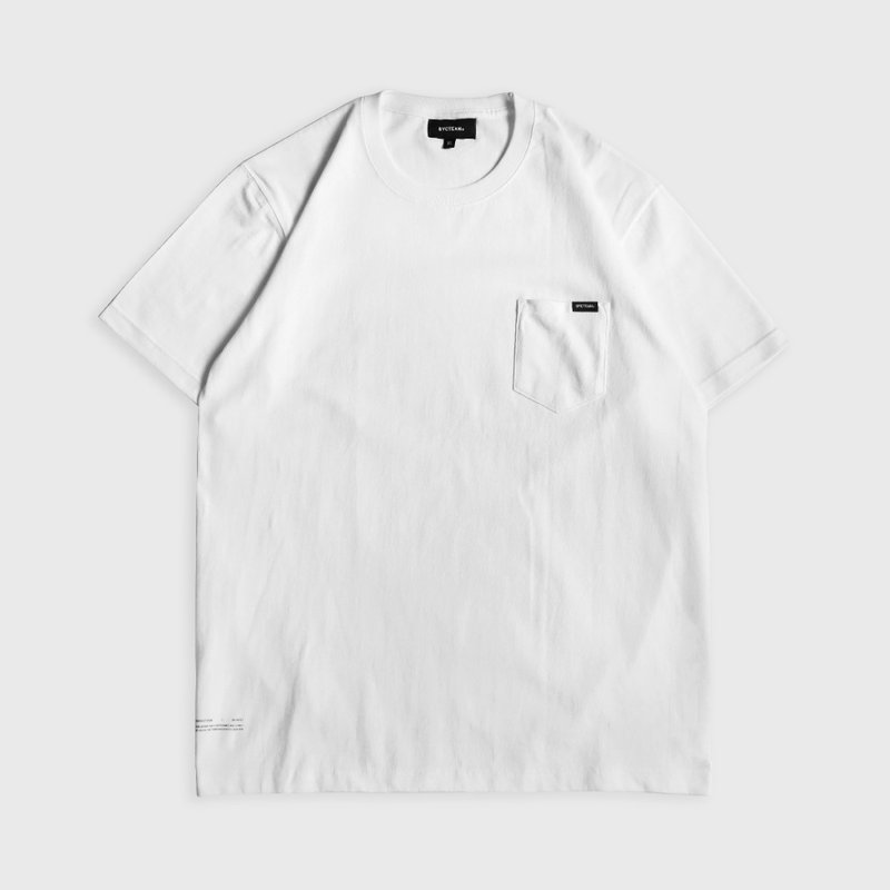 DYCTEAM - CLASSIC BLUE - 4052重磅口袋TEE (white) - 中性衛衣/T 恤 - 棉．麻 白色