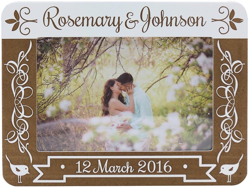 Customized Carved Wood Photo Frame (4R Photo) – We Get Married B Theme x Personalization - Picture Frames - Wood White