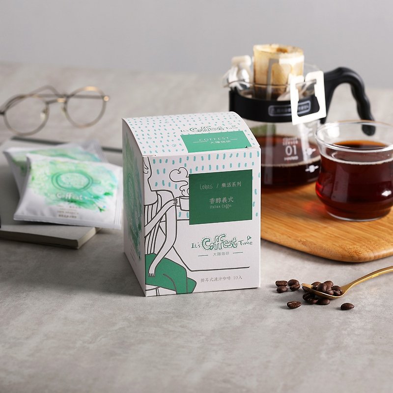 Lohas series filter hanging coffee (boxed with 10 pieces) hanging ear bag coffee bag as a souvenir coffee gift box - กาแฟ - อาหารสด สีดำ