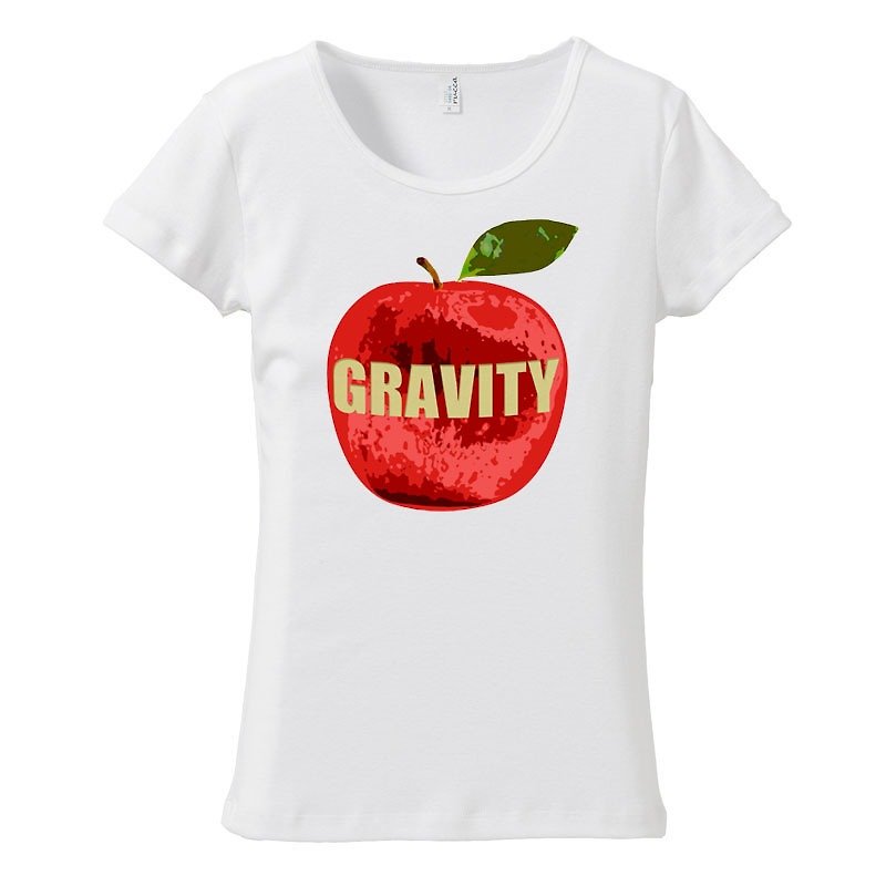 [Women's T-shirt] gravity - เสื้อยืดผู้หญิง - ผ้าฝ้าย/ผ้าลินิน ขาว