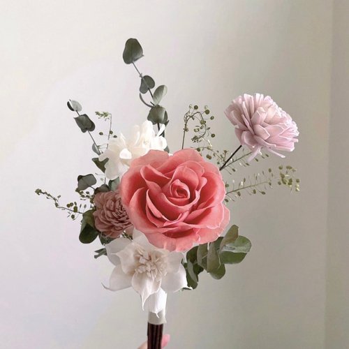 [Never-withering dried flowers] light pink white never-withering rose  hydrangea natural semicircular bouquet