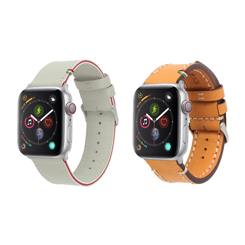 COZI - Apple Watch S5~9 & Ultra/Ultra 2 - 49/45/44/42mm 用ベジタブルタンニン鞣しレザー時計バンド - 腕時計ベルト - その他の素材 オレンジ