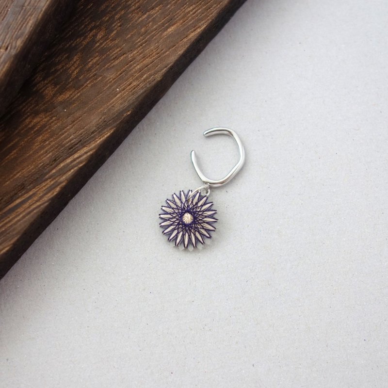 絹線製 野花耳骨夾 Wildflower Ear cuff | 紫色 | 免運費 - 耳環/耳夾/耳骨夾 - 絲．絹 紫色