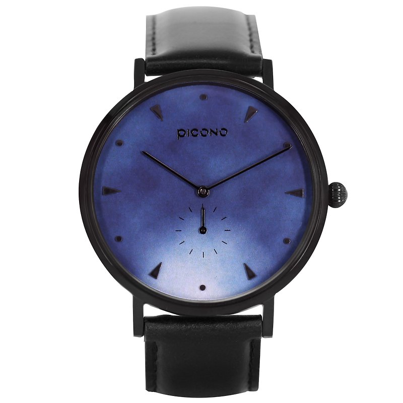 【PICONO】A week collection black leather strap watch / AW-7601 - นาฬิกาผู้ชาย - สแตนเลส สีน้ำเงิน