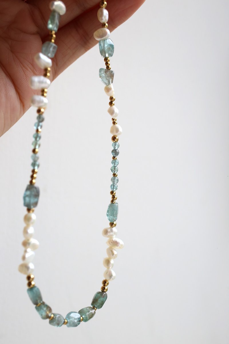 NATURE ALL AROUND Blue Tears Series - Blue Tears Natural Stone Pearl Necklace Necklace - สร้อยคอ - หิน สีเขียว