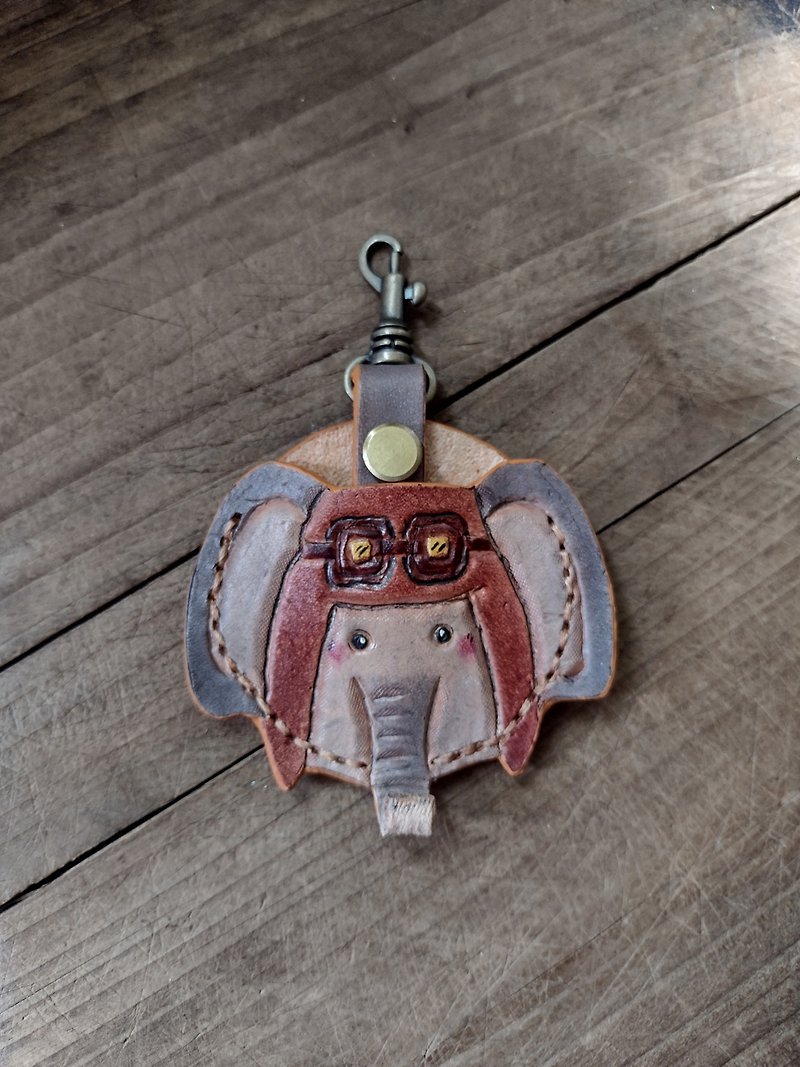 飛行員 大象 gogoro 鑰匙  純牛皮皮革套 - 鑰匙圈/鑰匙包 - 真皮 綠色