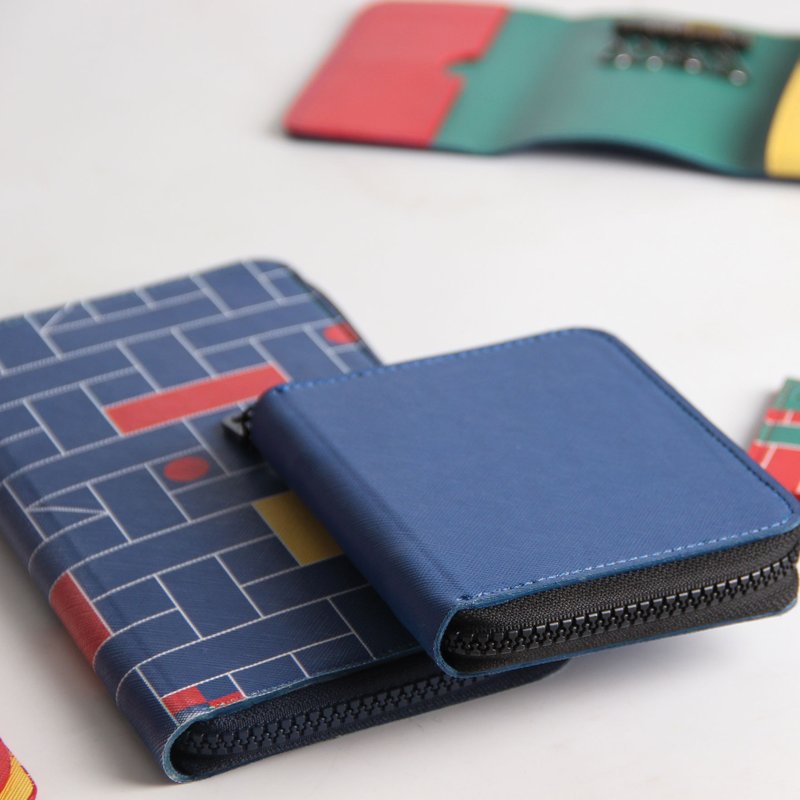 Goods Lucky Bag  Short Wallet + Travel Wallet - 錢包/皮夾/長短夾 - 人造皮革 藍色