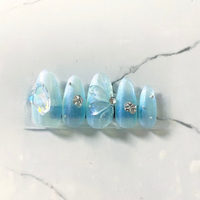 [Nail Tips] Clear Flower Nails - ยาทาเล็บ - เรซิน สีน้ำเงิน