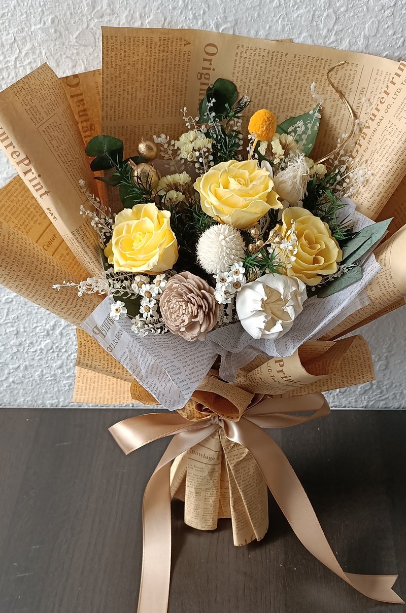 【Plato】Valentine's Day/Eternal Flower/Dry Flower/Bouquet - Dried Flowers & Bouquets - Plants & Flowers Yellow