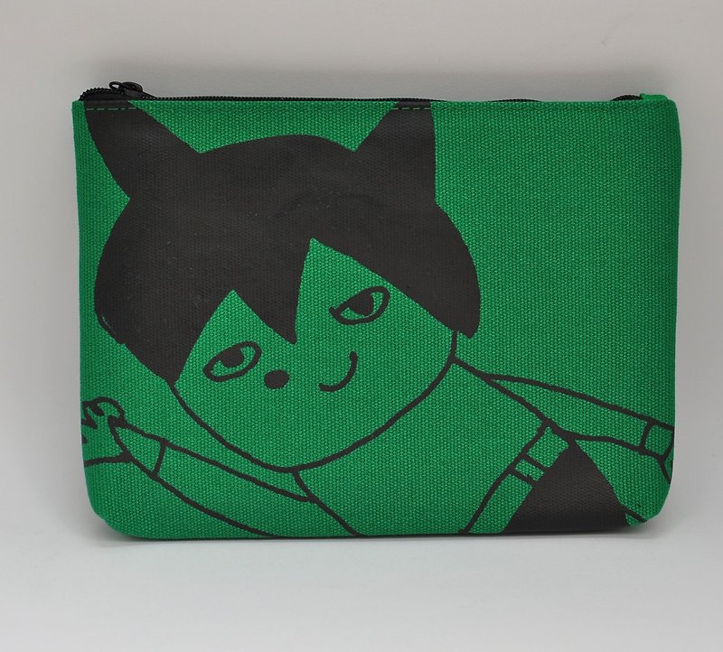 [Swimmy Design Lab] Japan Classic Cartoon Series - Atomic Diamond Edition Cosmetic Bag/Adhesive Bag/A6 Finishing Bag (Dark Green) - กระเป๋าเครื่องสำอาง - ผ้าฝ้าย/ผ้าลินิน สีเขียว