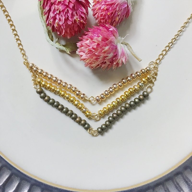 [日日Daily] Unique three layer gold chain choker - Necklaces - Other Metals Gold