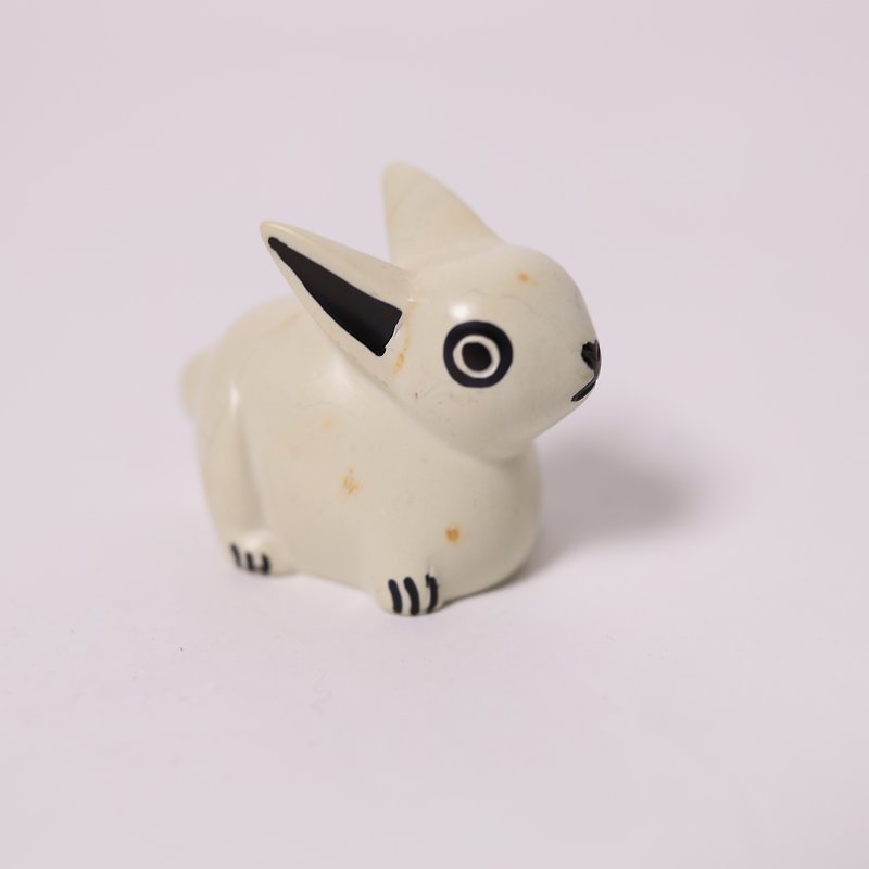 Soap stone animal paperweight _ rabbit _ fair trade - Items for Display - Stone White