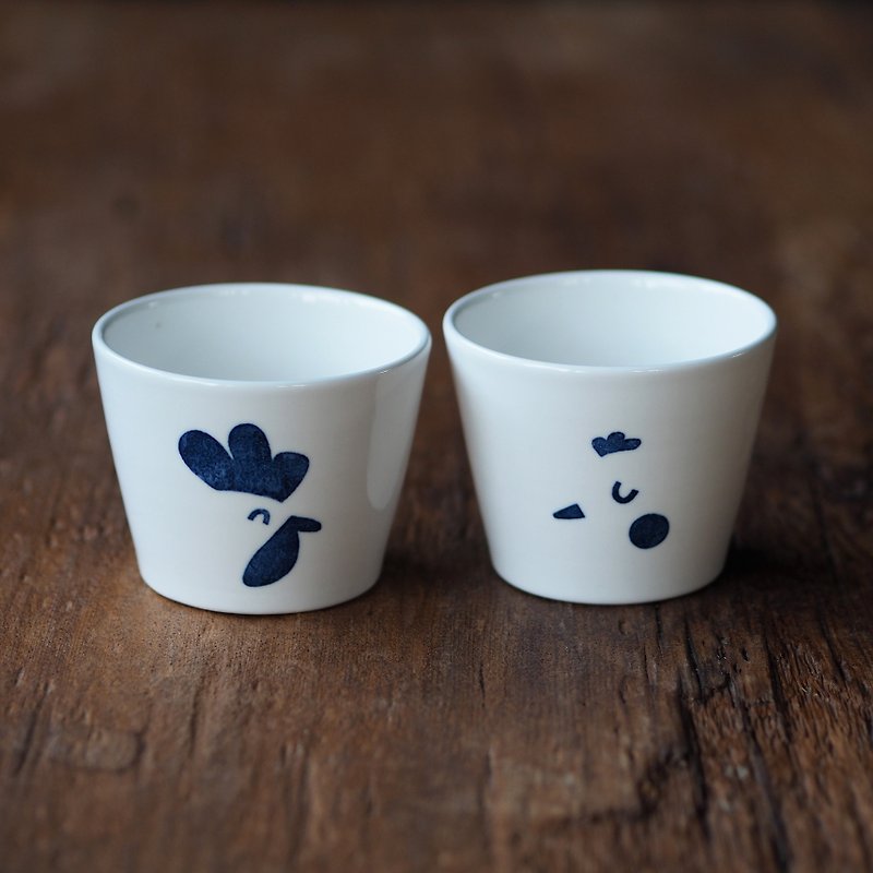 Pig mouth cup 240ml [Reunion] Rooster and hen - the best wedding gift in the house - Teapots & Teacups - Porcelain White