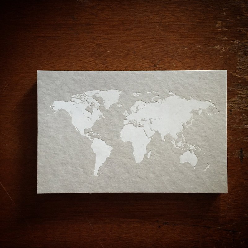世界地圖明信片 / 灰卡燙白 - การ์ด/โปสการ์ด - กระดาษ สีเทา
