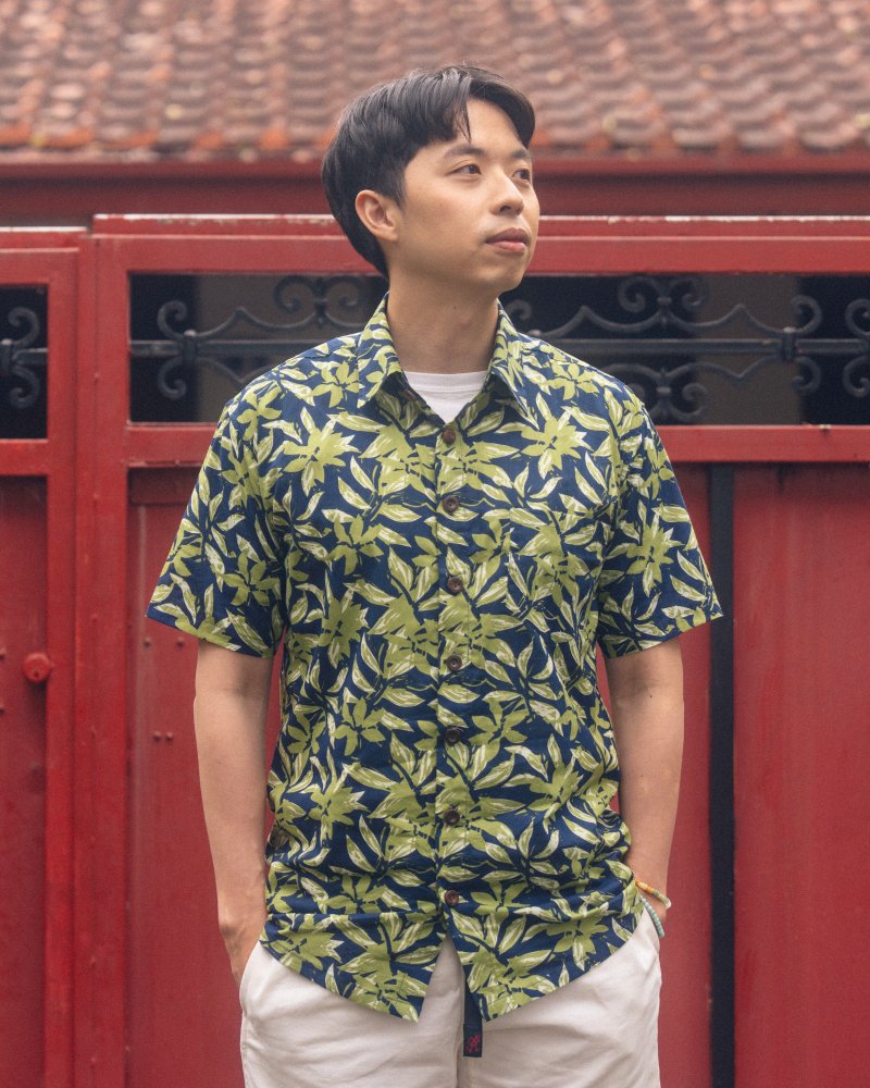 印度蓋染工藝純棉 男生襯衫 － 竹葉藍 - 男襯衫/休閒襯衫 - 棉．麻 多色