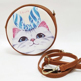 i bag hand-painted wind small round bag - A2. blue silk wave