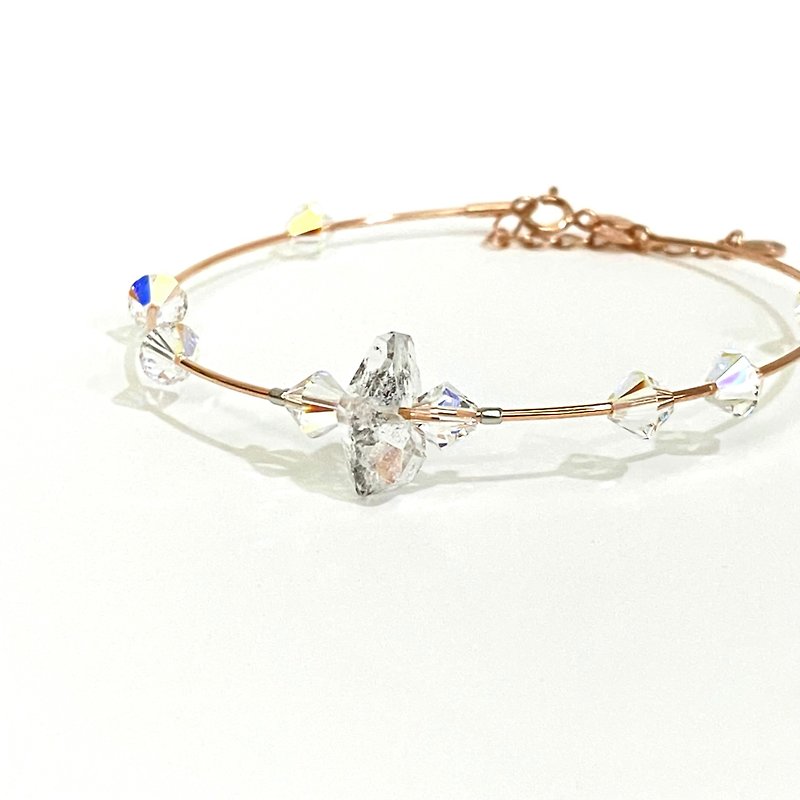 Natural Herkimer Diamond WilBangle - Bracelets - Diamond Gold
