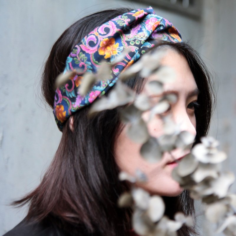 Taj Mahal Taiwan handmade crisscross elastic hairband - Headbands - Cotton & Hemp Purple