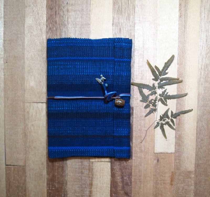 Natural dyed weaving blue dyed handmade book blue dyed stripes handmade woven book jacket handmade notebook (large) - Notebooks & Journals - Cotton & Hemp Blue