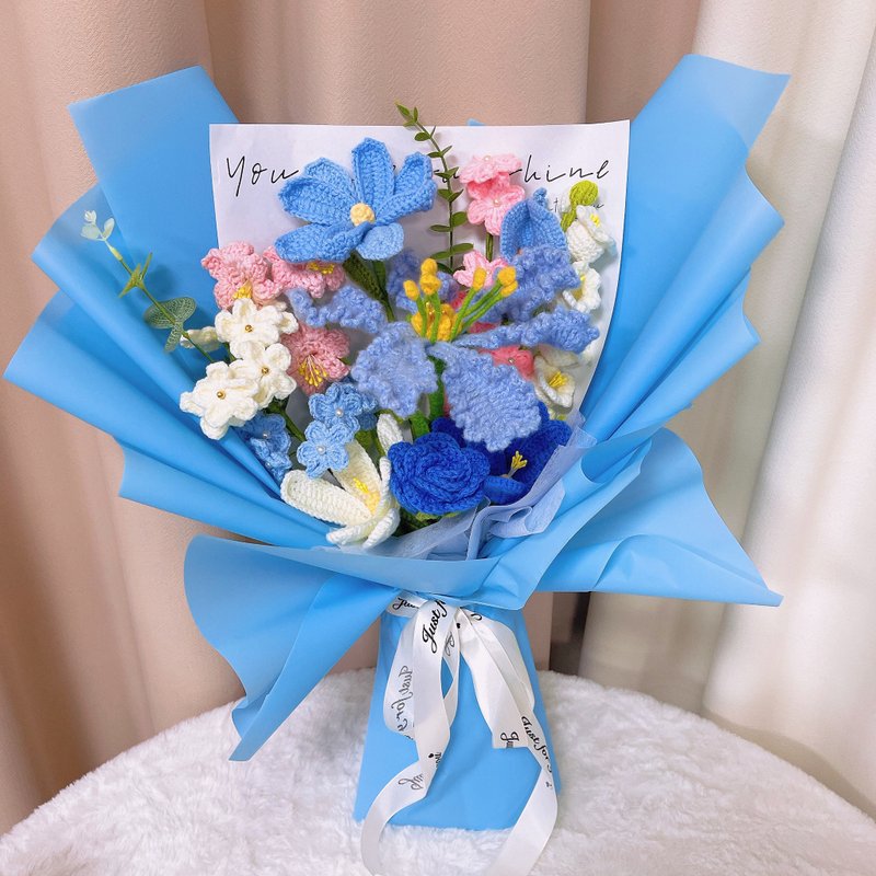 情人節禮盒  探索和諧織錦手工鉤織花束 - 乾燥花/永生花 - 棉．麻 