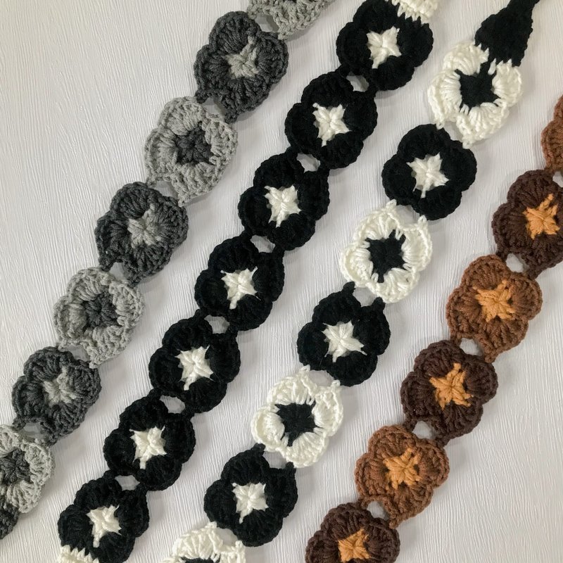 【花磚髮帶 】手工鉤織髮帶 - 髮箍/髮帶 - 棉．麻 多色