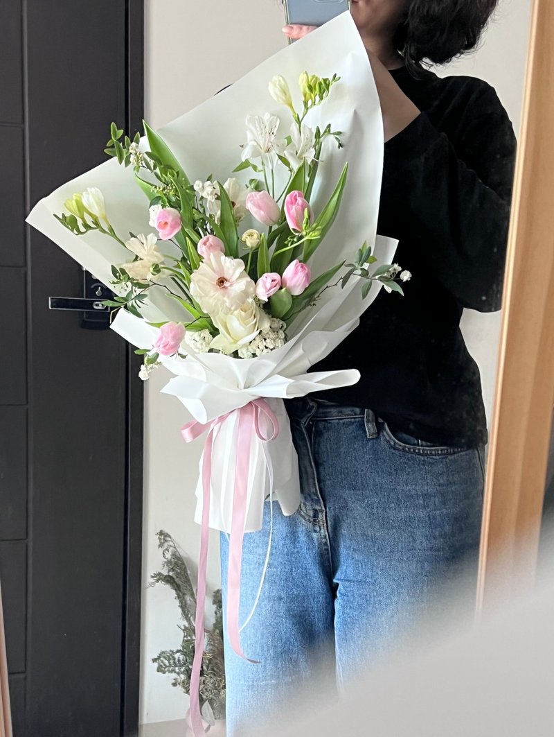 粉色鬱金香花束 鮮花花束 快速出貨 鬱金香 粉色系 - 盆栽/植栽 - 植物．花 粉紅色