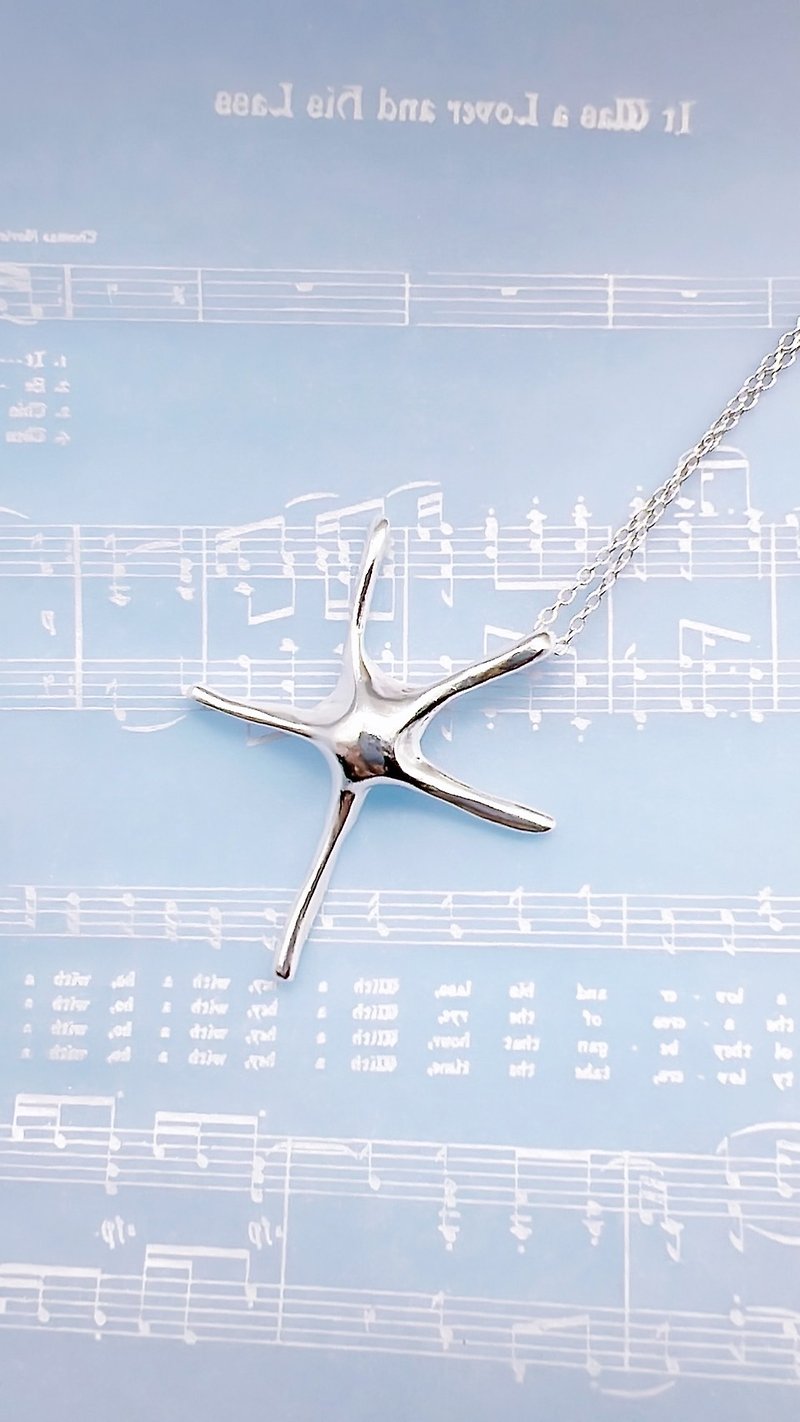 | Sterling Silver Starfish Necklace | Handmade Original Design Unique Style Gift Box - Necklaces - Other Metals Silver