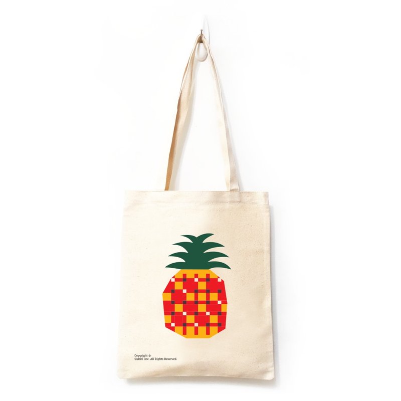 Taiwan TAIWAN pineapple storage bag cosmetic bag canvas bag tote bag environmental protection bag canvas bag - Handbags & Totes - Cotton & Hemp Orange