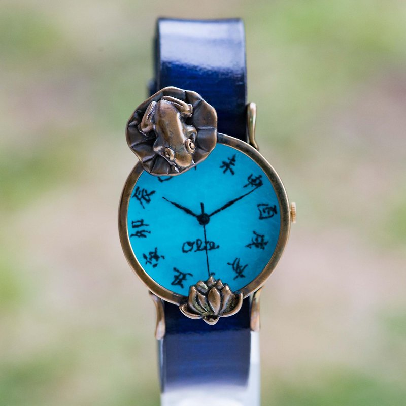 蓮、きれいね腕時計廉M青 江戸文字 - 女錶 - 其他金屬 藍色
