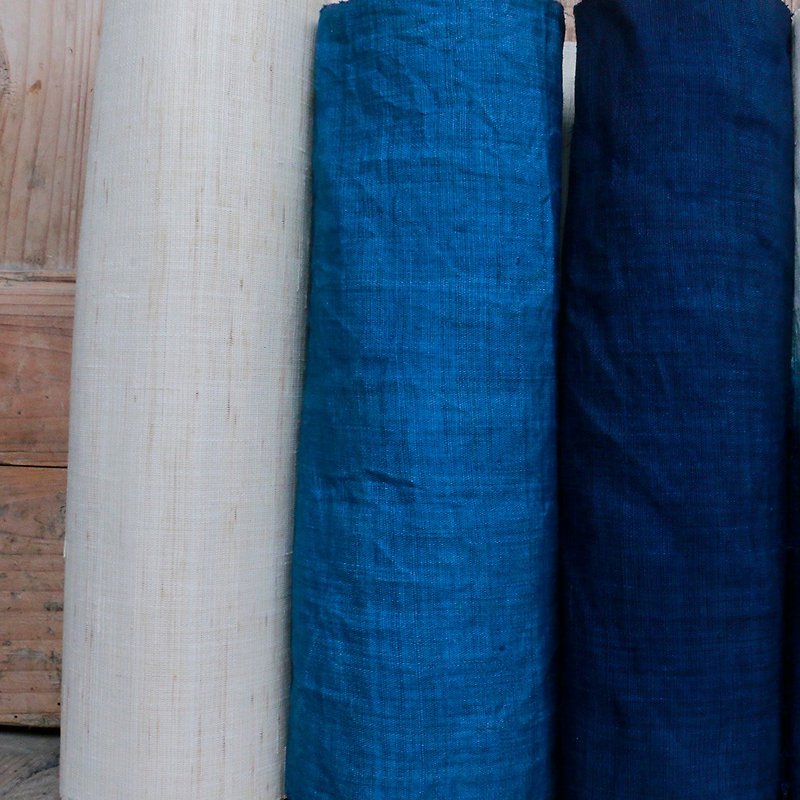 手織苧麻傳統藍染夏布門簾偏硬透光手工茶席麻布 - 編織/羊毛氈/布藝 - 棉．麻 