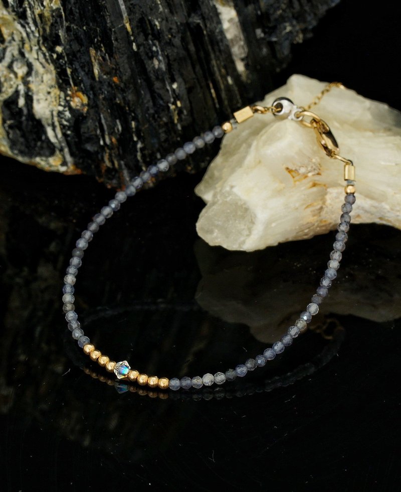 曰本 Cenfill 鋼絲 堇青石 14K包金 GF Swarovski 水晶手鍊 - 手鍊/手環 - 寶石 