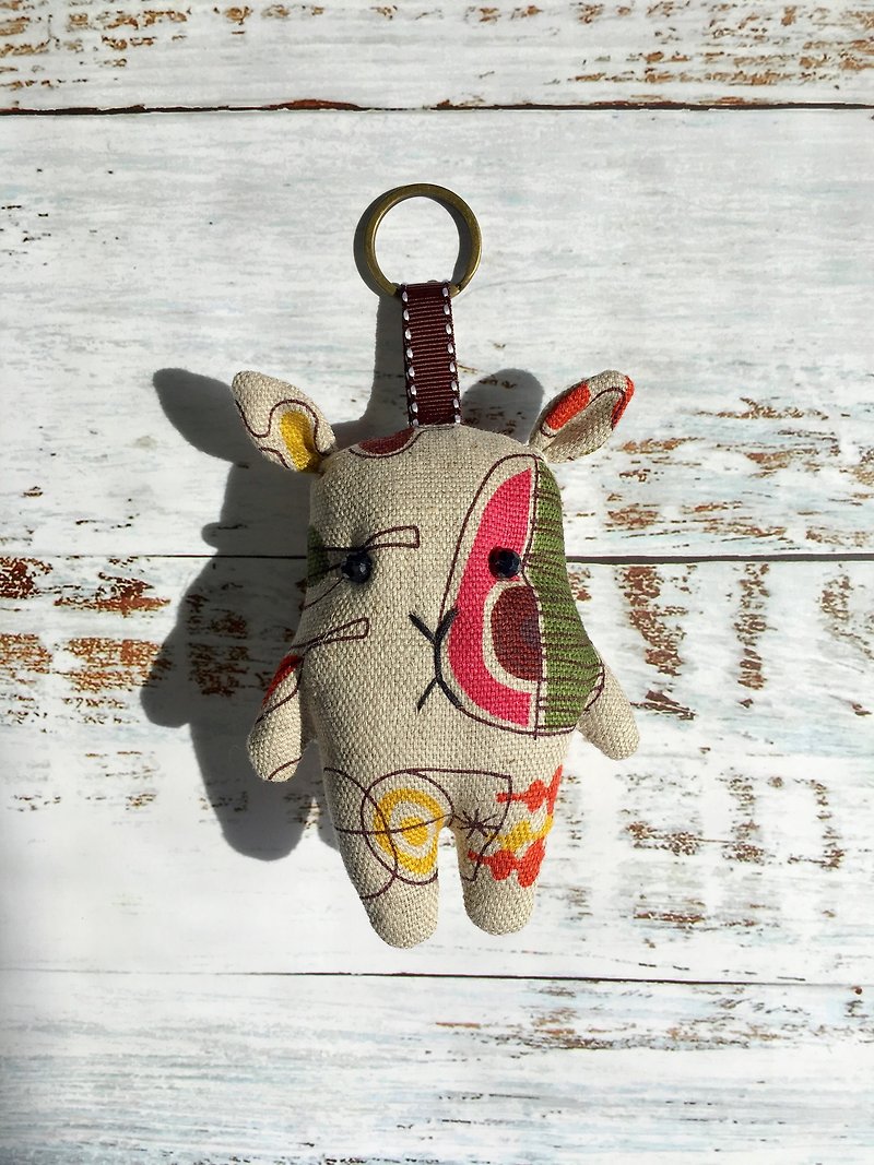 + Avocado + cotton Linen deer keychain - Charms - Cotton & Hemp Khaki