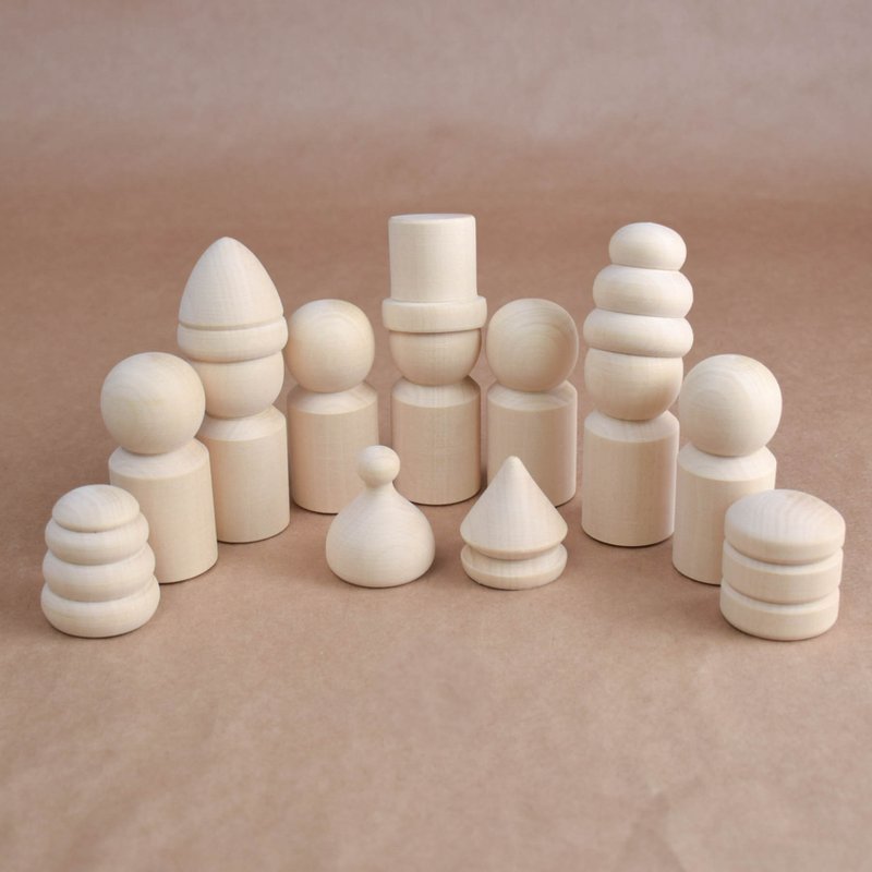 Unfinished Wooden Peg Little People - 寶寶/兒童玩具/玩偶 - 木頭 卡其色