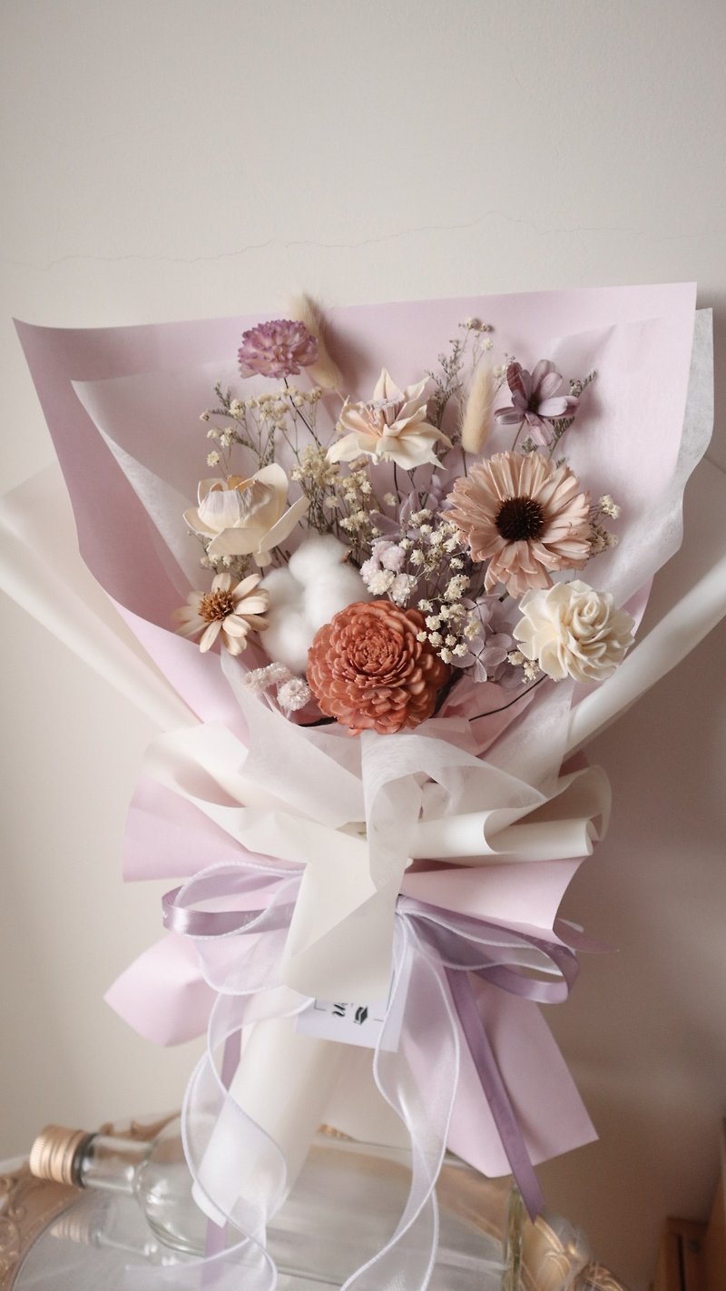 \Graduation bouquet/Purple taro and oyster milk tea style bouquet dried flowers diffused flowers - Dried Flowers & Bouquets - Plants & Flowers 