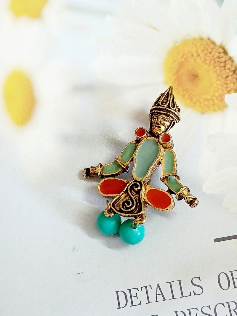 vintage jewelry Florenza 稀有物件 東方意象 別針 胸針 - 胸針 - 其他金屬 