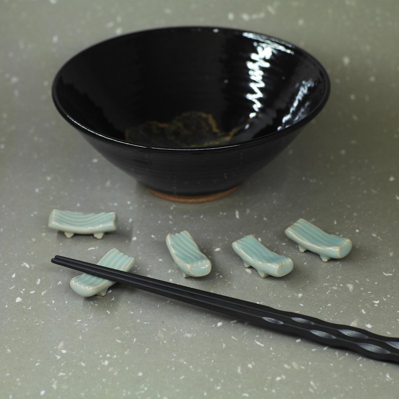 禪風 青瓷釉 箸置 筷墊 筷架 筆架 手作陶藝 單件販售 - 筷子/筷架 - 陶 