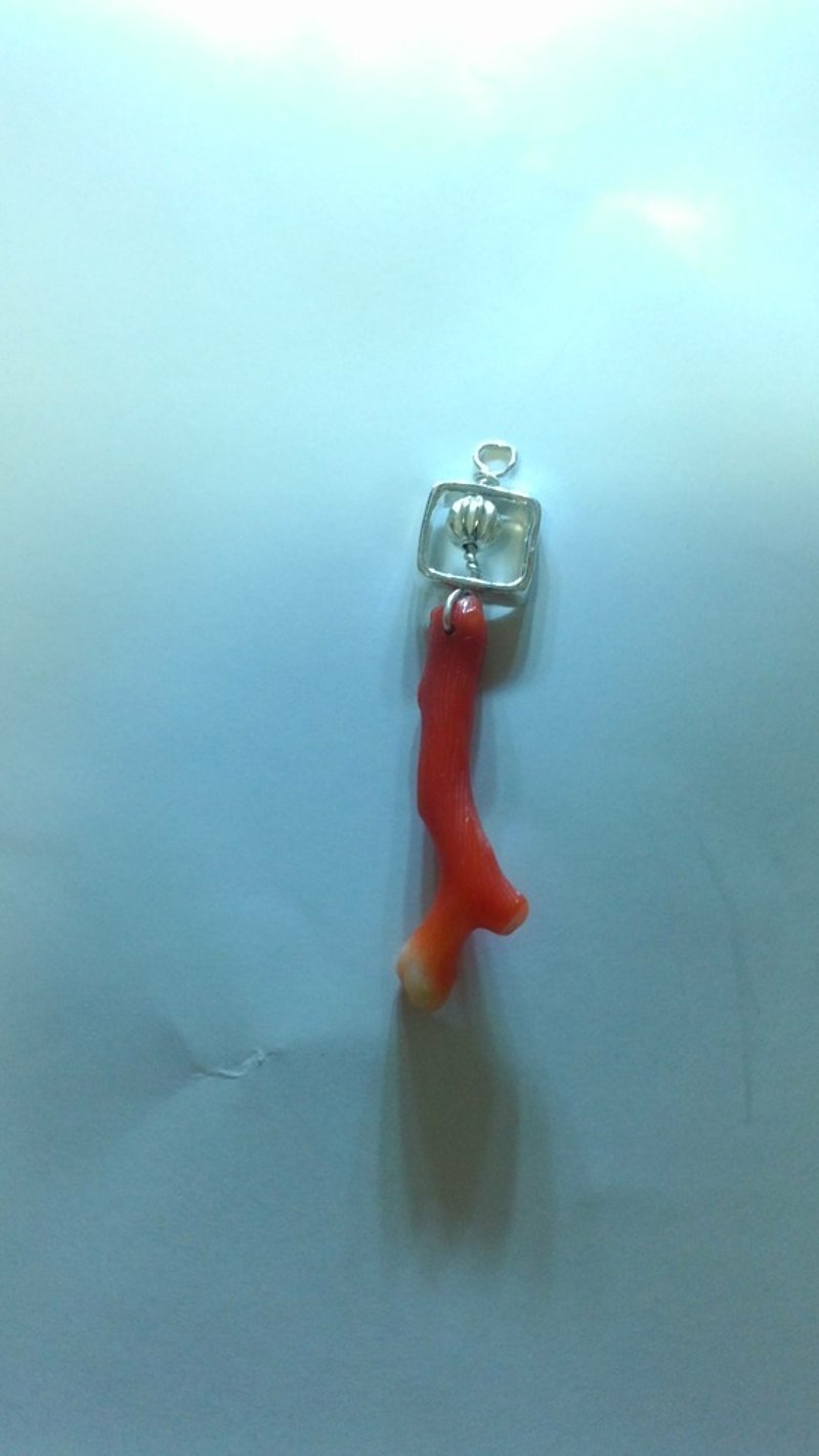 Square Red Coral Pendant - Necklaces - Paper 